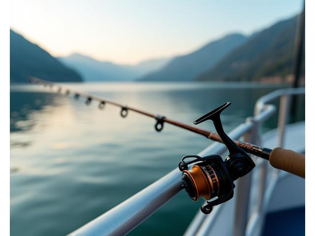 Spinnfischen Rute und Rolle am Vierwaldstättersee