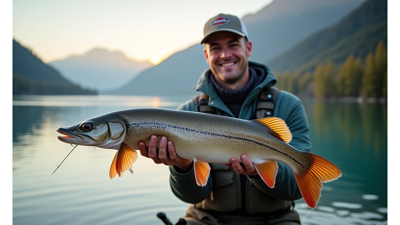 Angler fängt kapitalen Hecht im Vierwaldstättersee bei Sonnenaufgang