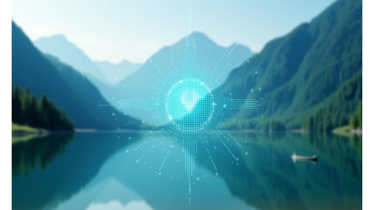 Visuelle Darstellung von Datenschutz und digitaler Sicherheit, ein abstraktes Netz, das Daten schützt.